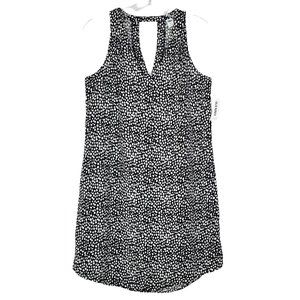 Old Navy Womens NWT XS Shift Dress Above Knee Sleeveless V Neck Blk White Casual